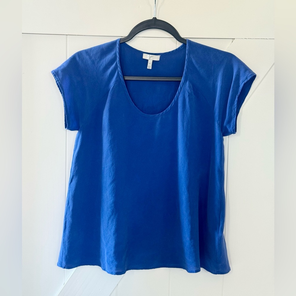 100% Silk Joie Vibrant Blue Cap Sleeve Top
